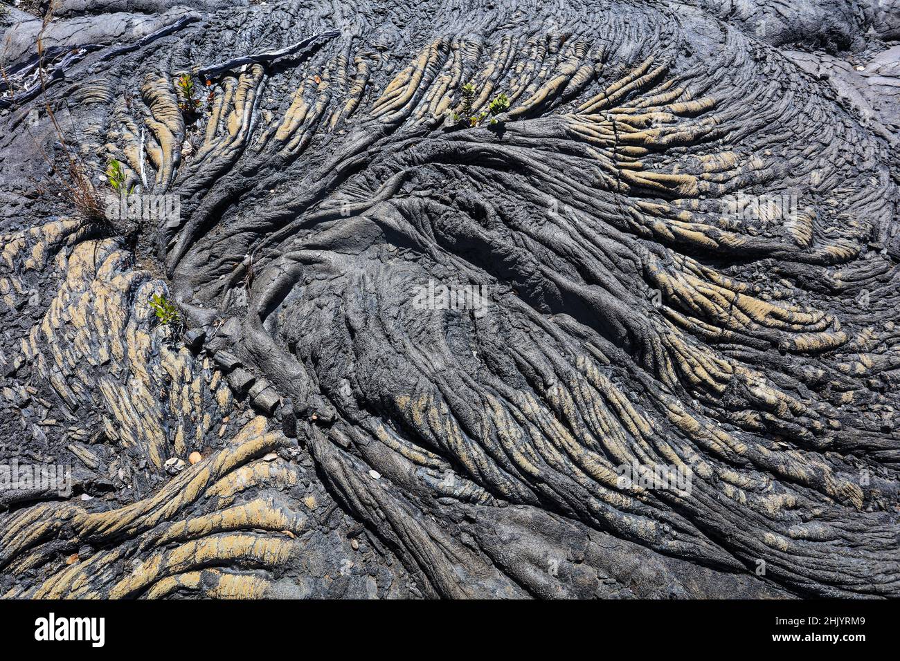 Una 'sea' di lava si estende da Kilauea fino al mare su Big Island. Foto Stock