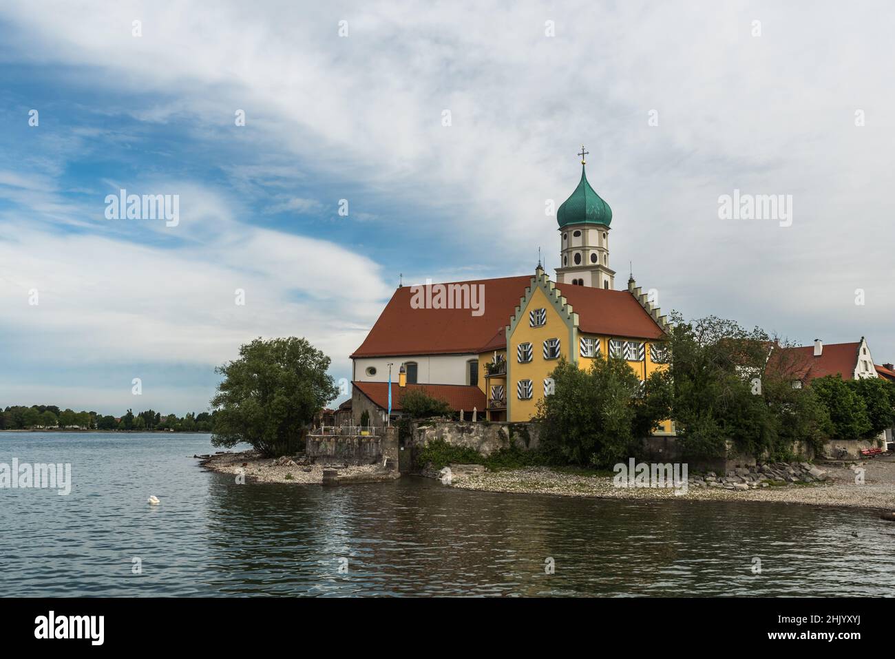 Chiesa cattolica San Giorgio a Wasserburg, sul lago di Costanza, Baviera, Germania Foto Stock