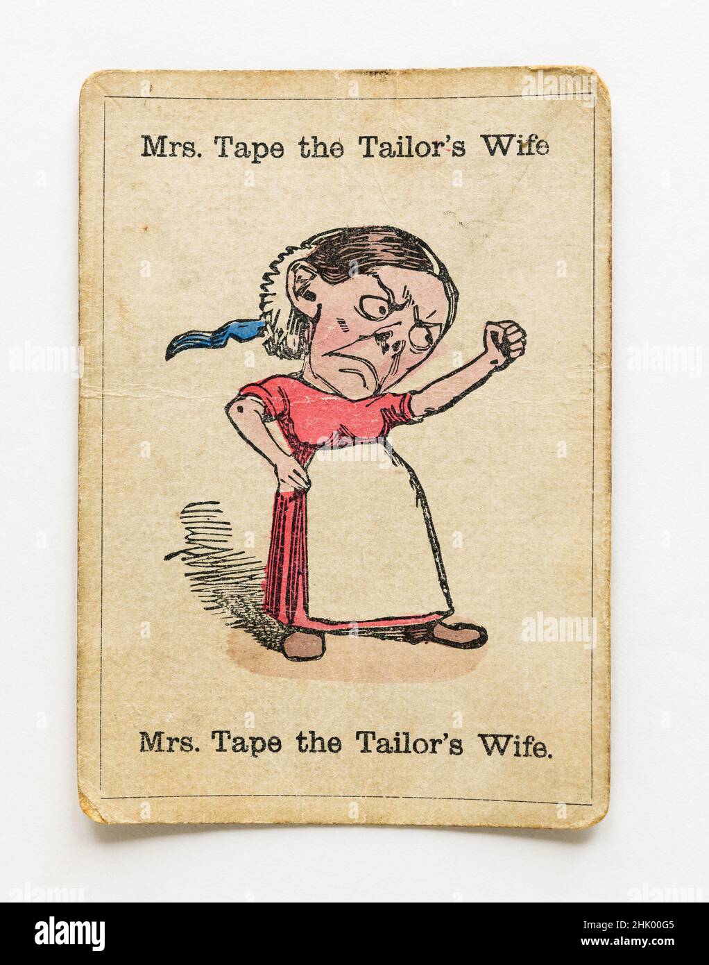 Vintage Happy famiglie giocando a carte con Mrs Tape la moglie del sarto Foto Stock