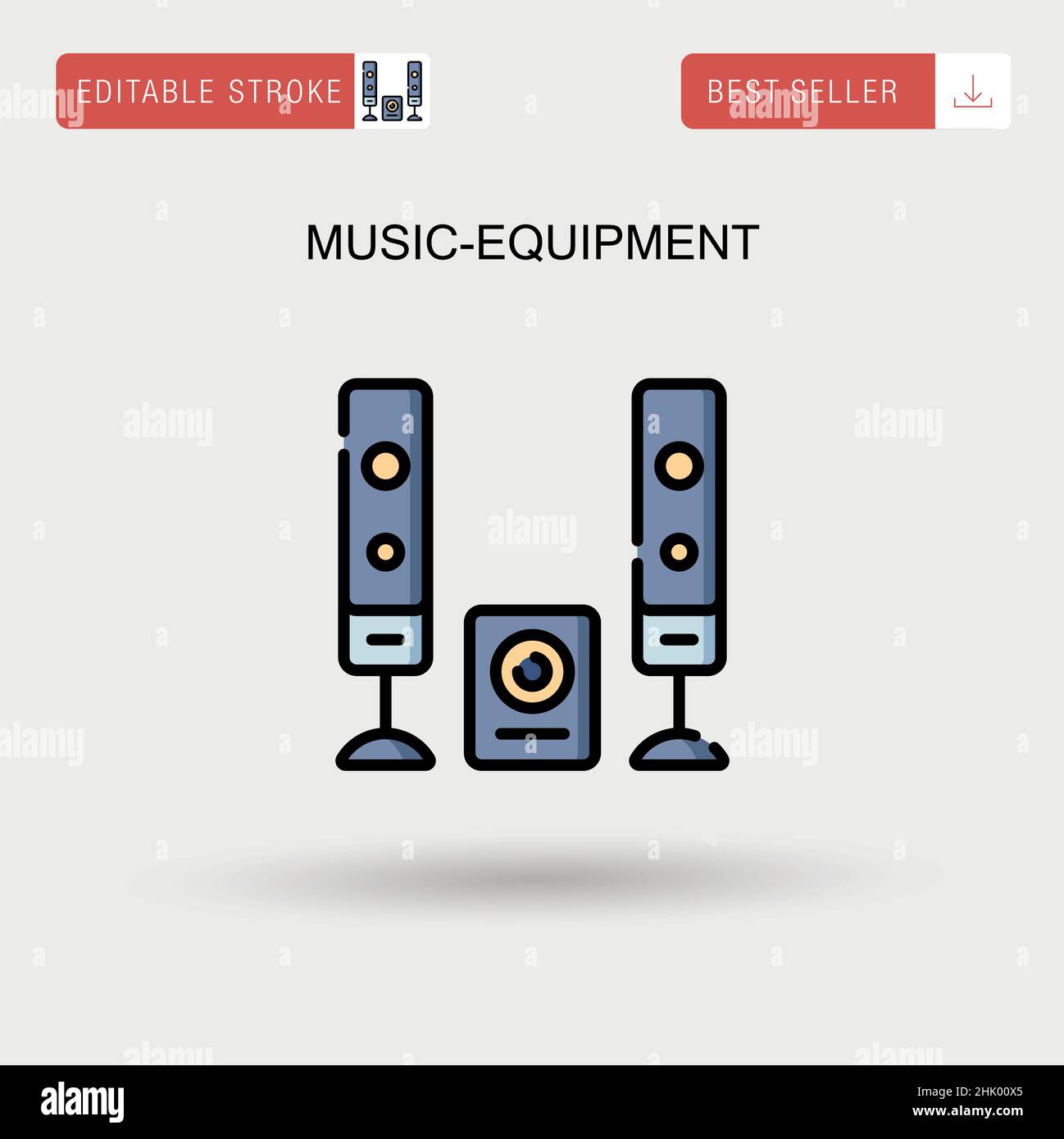 Icona vettoriale semplice per l'attrezzatura musicale. Illustrazione Vettoriale