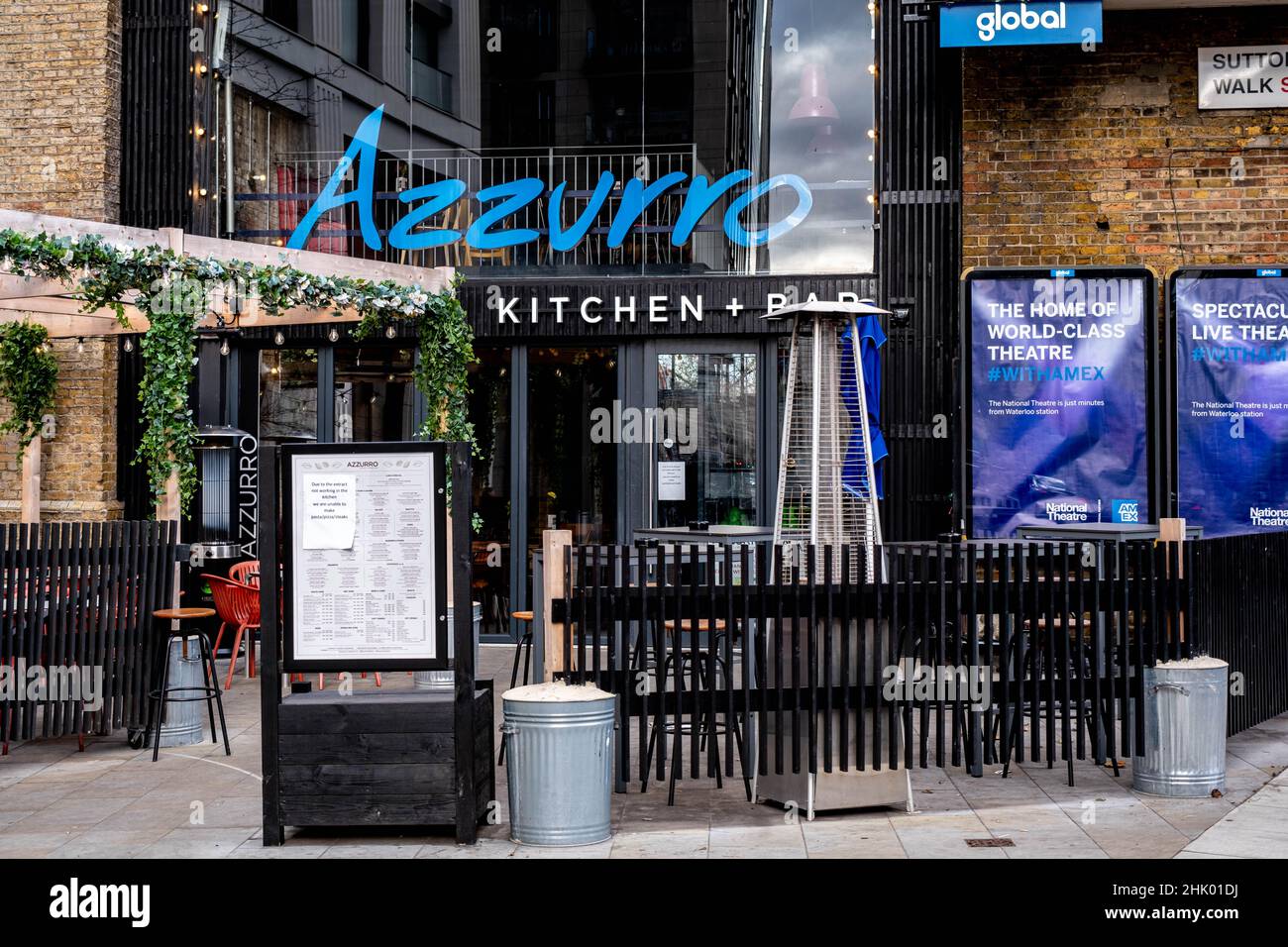 London England UK, 29 gennaio 2022, Azzurro Italian Style Food Restaurant and Bar Waterloo London senza persone Foto Stock