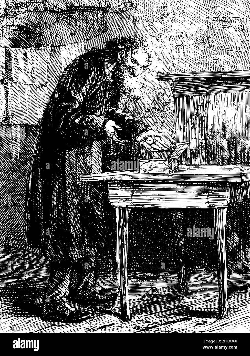 Fagin è raffigurato come un magistrale criminale che rapisce i bambini orfani e li allena ad essere borseggiatori. Oliver Twist Illustrazione Vettoriale