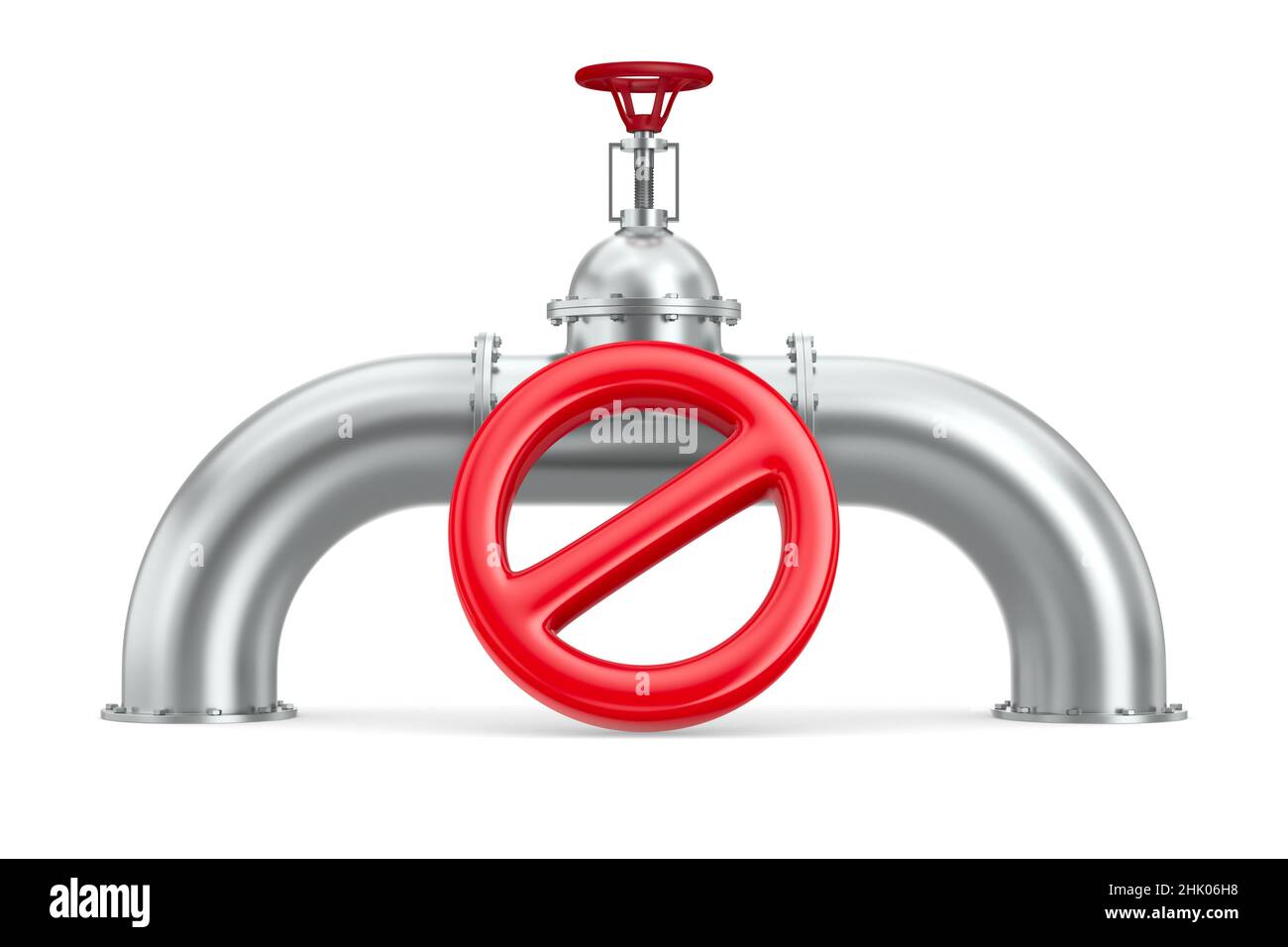 pipeline e segni vietati su sfondo bianco. Illustrazione 3D isolata Foto Stock