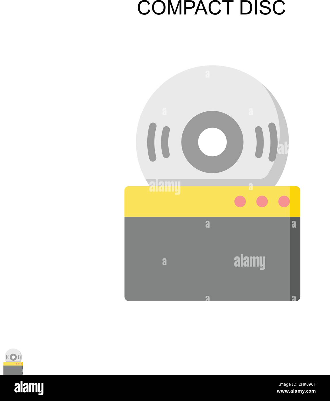 Icona vettoriale semplice del disco compatto. Modello di disegno del simbolo di illustrazione per l'elemento dell'interfaccia utente mobile Web. Illustrazione Vettoriale