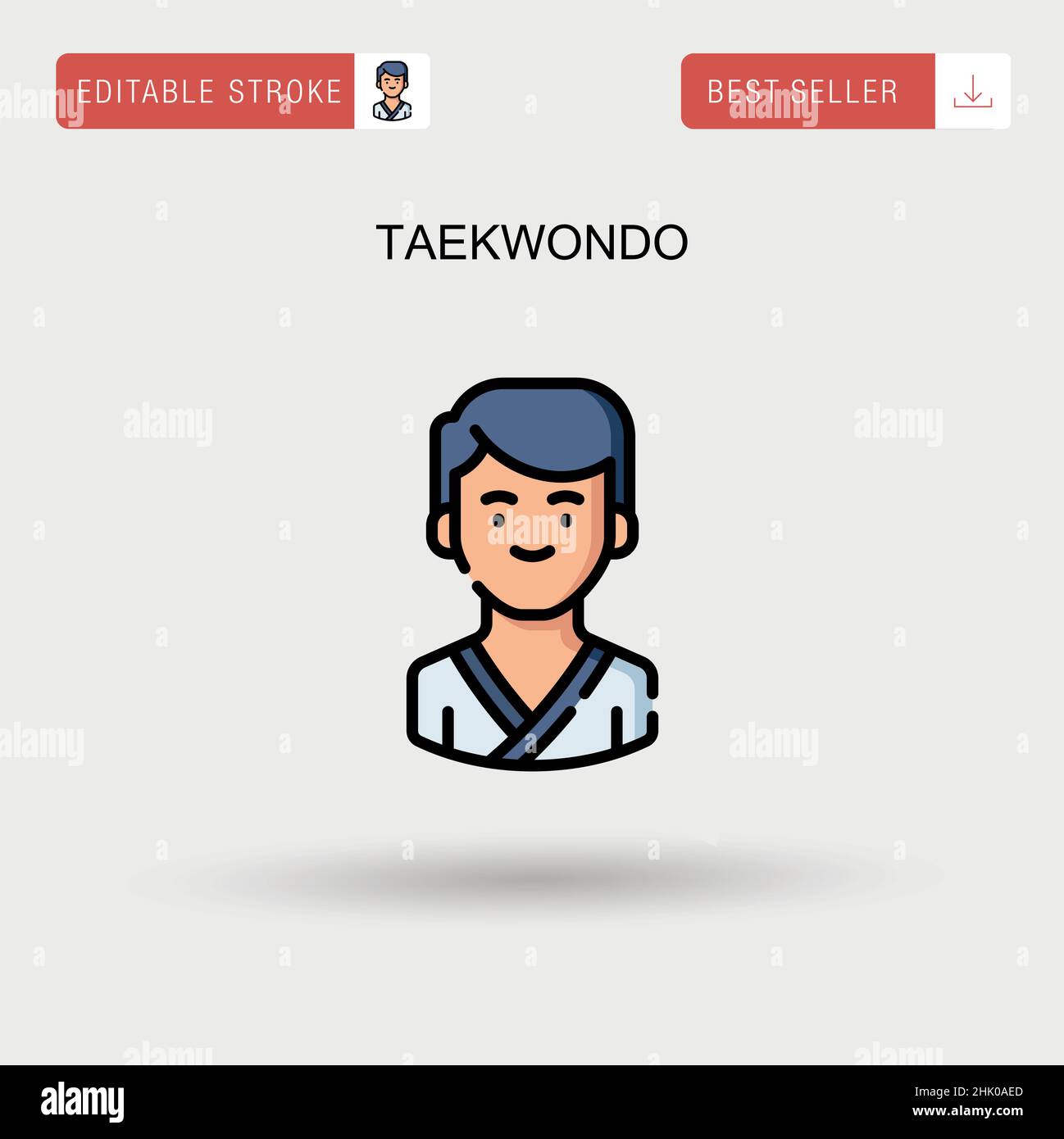 Taekwondo semplice icona vettoriale. Illustrazione Vettoriale