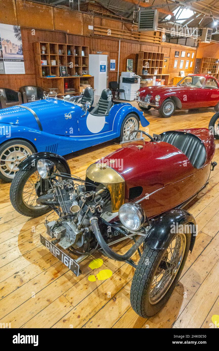Automobili nel museo delle automobili Morgan in Malvern link Worcestershire Foto Stock