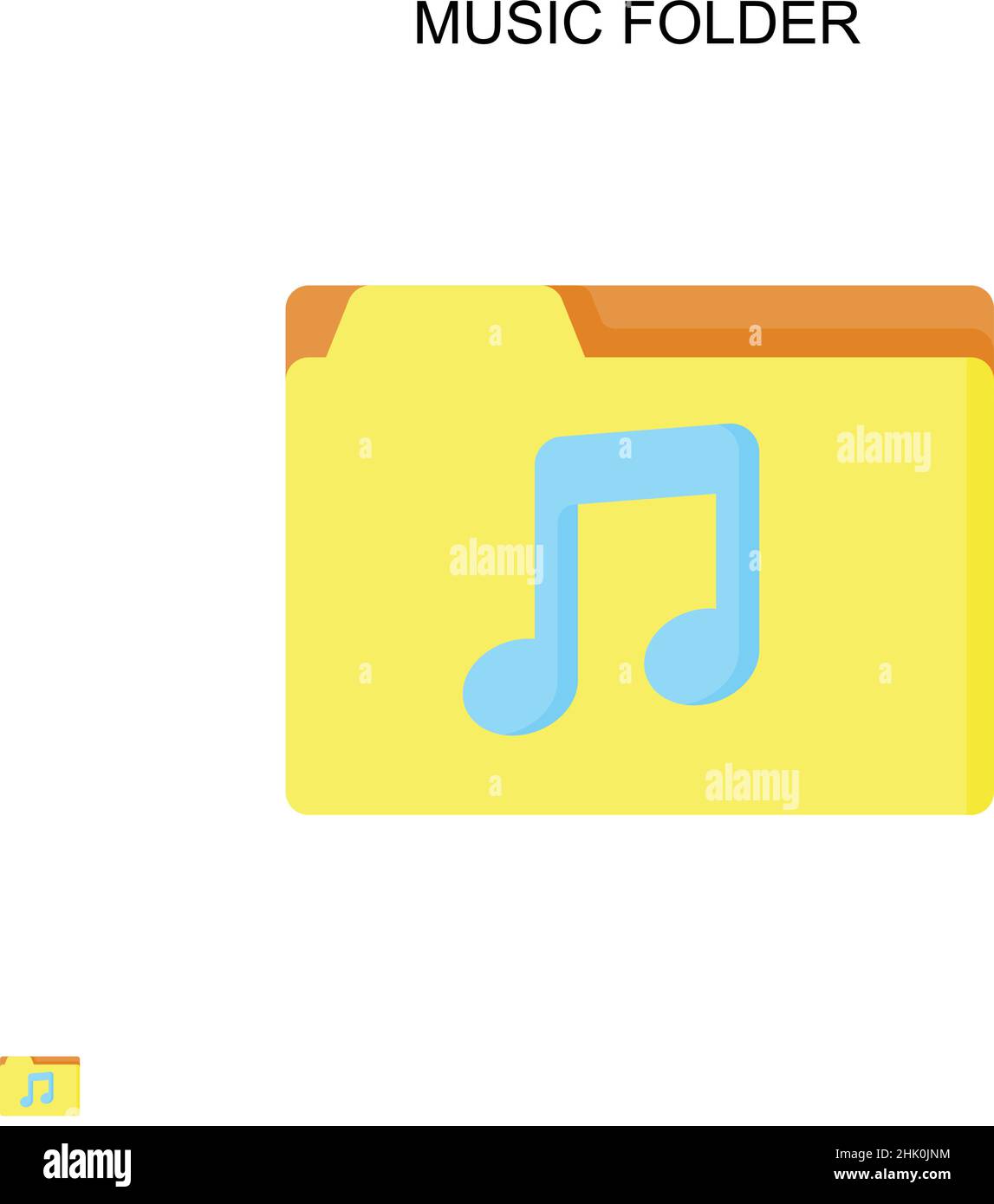 Cartella Musica icona vettoriale semplice. Modello di disegno del simbolo di illustrazione per l'elemento dell'interfaccia utente mobile Web. Illustrazione Vettoriale