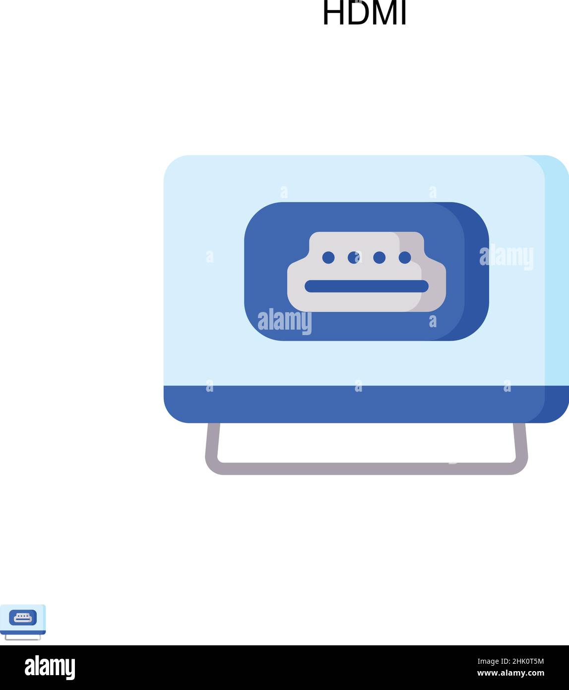 Icona vettore semplice HDMI. Modello di disegno del simbolo di illustrazione per l'elemento dell'interfaccia utente mobile Web. Illustrazione Vettoriale