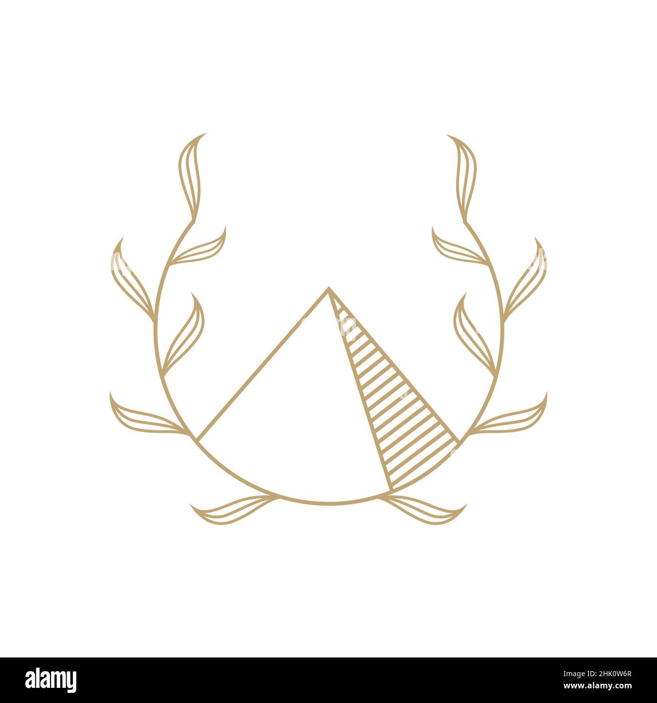 hipster vite foglia con triangolo logo design, vettore grafico simbolo icona illustrazione idea creativa Illustrazione Vettoriale