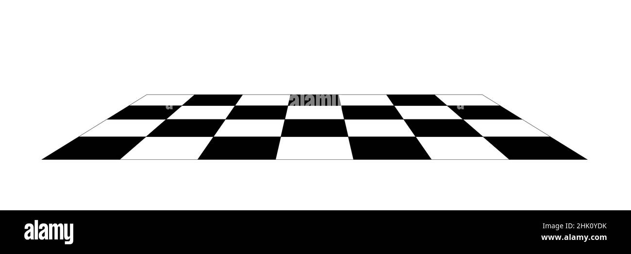 piastrella a scacchiera, vista prospettica in bianco e nero Foto Stock