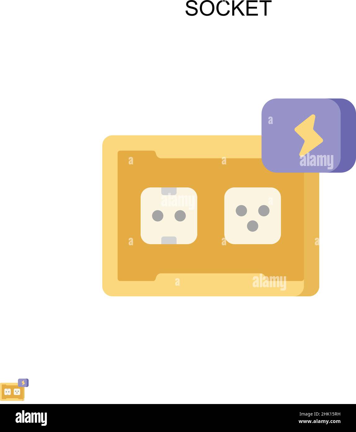 Icona vettore semplice socket. Modello di disegno del simbolo di illustrazione per l'elemento dell'interfaccia utente mobile Web. Illustrazione Vettoriale