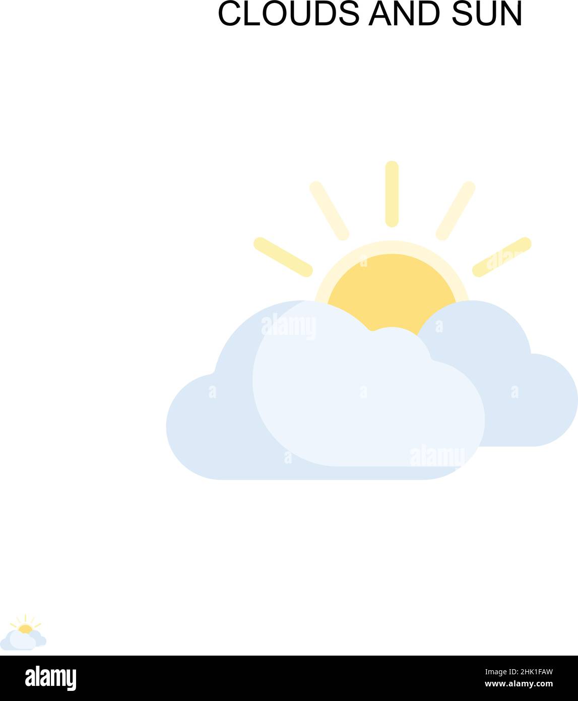 Nuvole e sole semplice icona vettoriale. Modello di disegno del simbolo di illustrazione per l'elemento dell'interfaccia utente mobile Web. Illustrazione Vettoriale