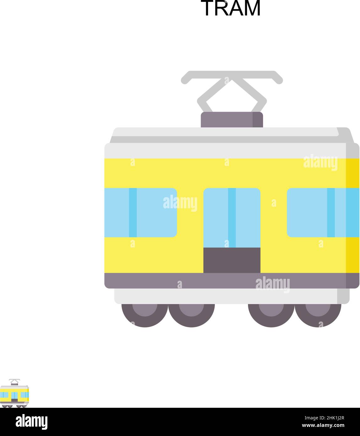 Tram semplice icona vettore. Modello di disegno del simbolo di illustrazione per l'elemento dell'interfaccia utente mobile Web. Illustrazione Vettoriale