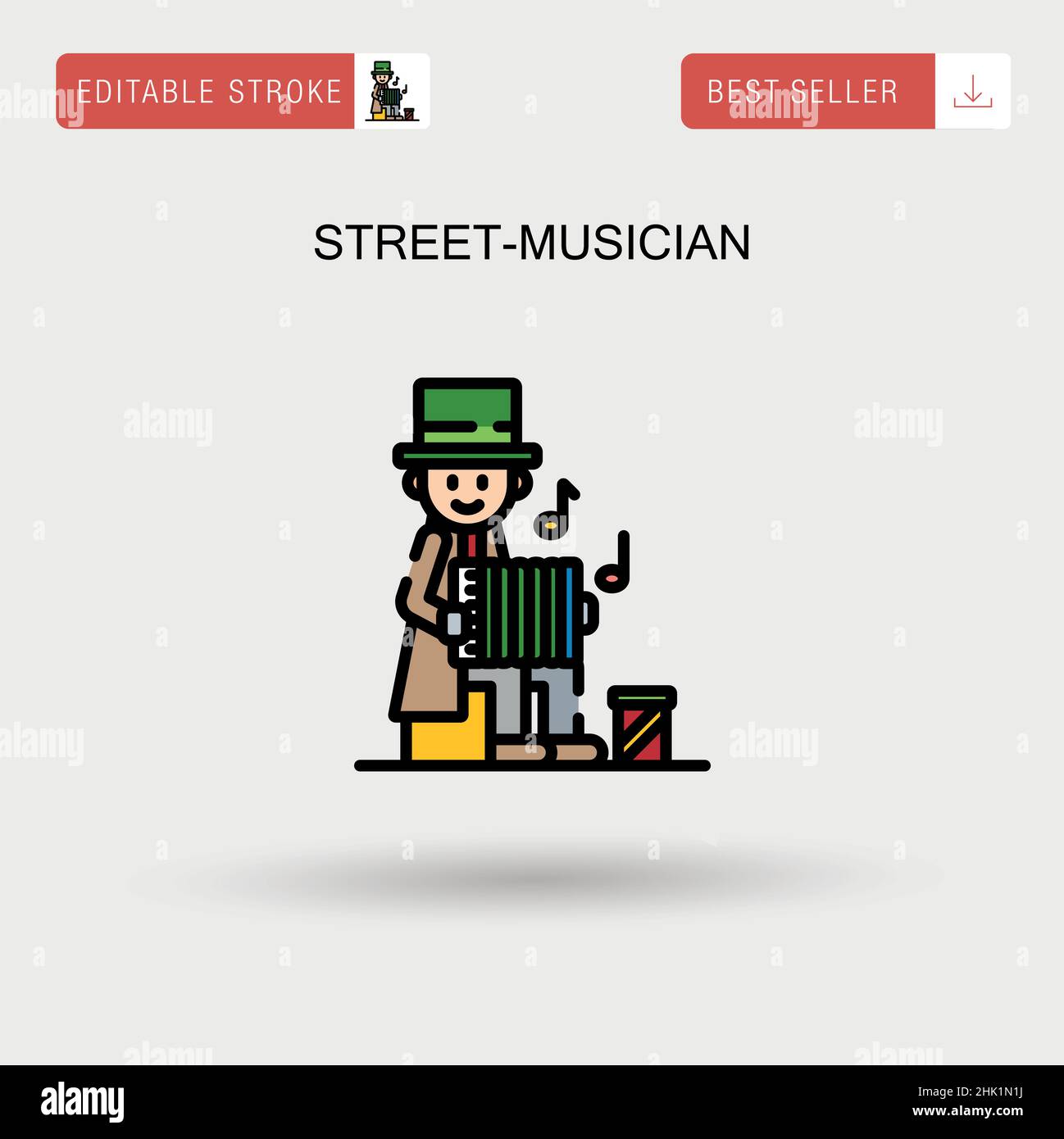 Icona vettoriale semplice da parte di un musicista di strada. Illustrazione Vettoriale