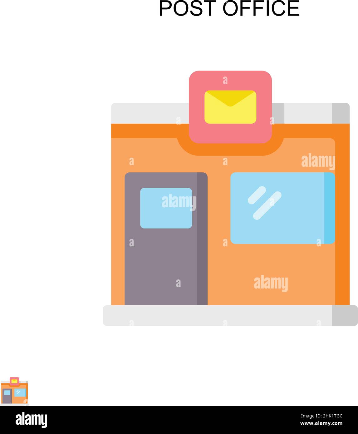 Icona vettore semplice ufficio postale. Modello di disegno del simbolo di illustrazione per l'elemento dell'interfaccia utente mobile Web. Illustrazione Vettoriale