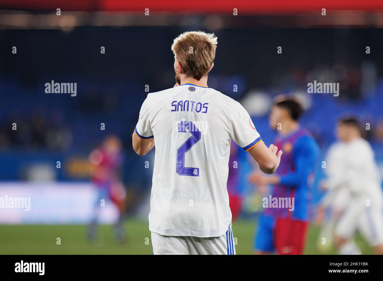 BARCELLONA - JAN 29: Sergio Santos Fernandez in azione durante la Primera RFEF partita tra FC Barcelona B e Real Madrid Castilla al Johan Cruyf Foto Stock