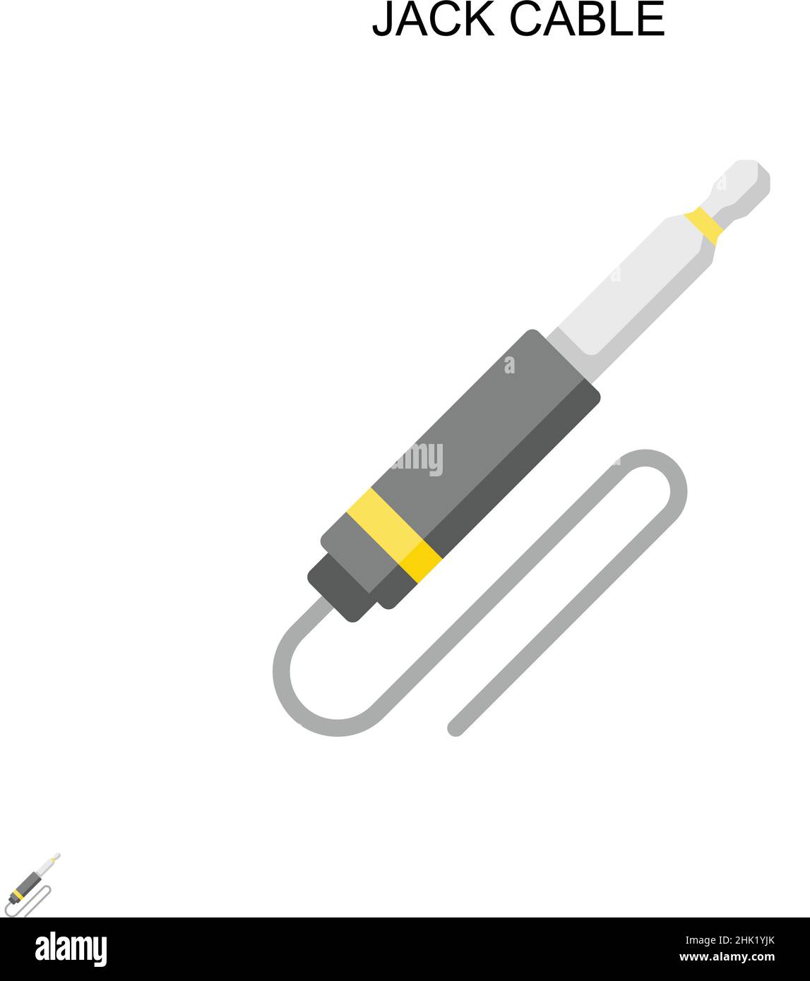Icona vettore semplice del cavo jack. Modello di disegno del simbolo di illustrazione per l'elemento dell'interfaccia utente mobile Web. Illustrazione Vettoriale