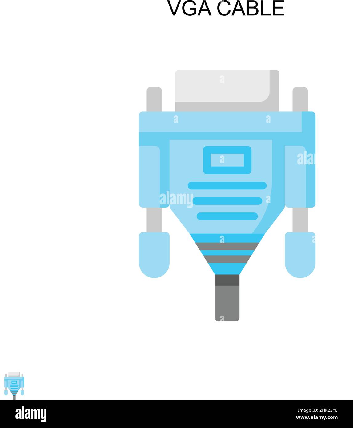 Icona vettore semplice del cavo VGA. Modello di disegno del simbolo di illustrazione per l'elemento dell'interfaccia utente mobile Web. Illustrazione Vettoriale