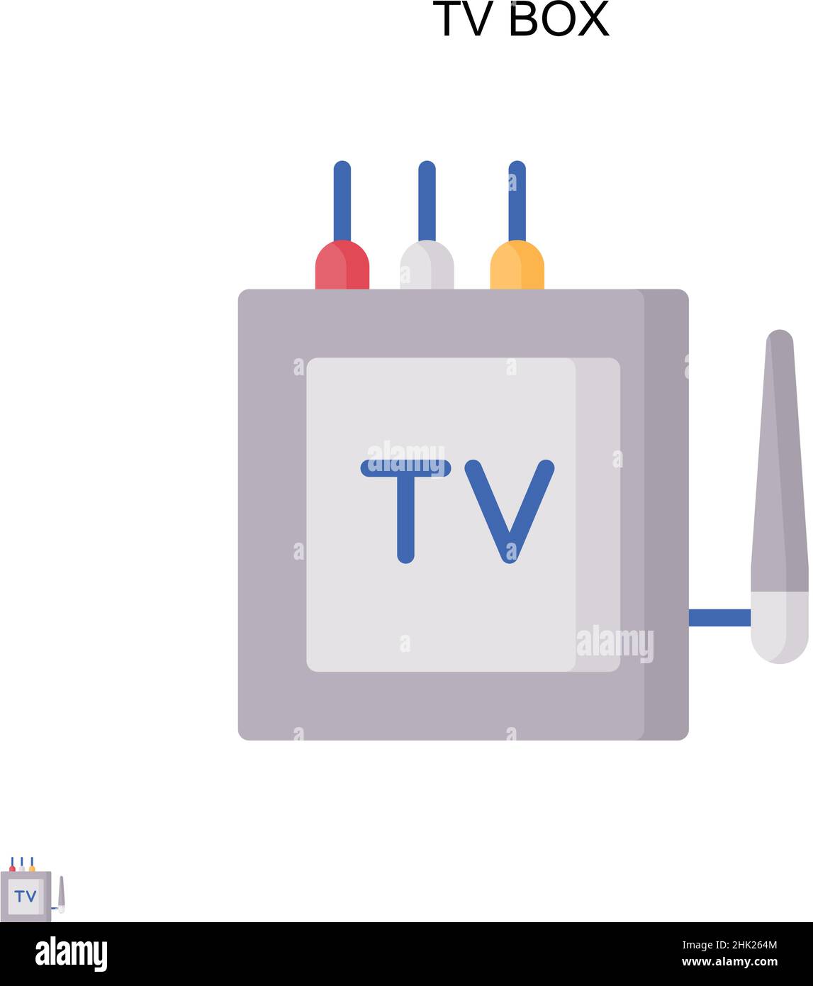 Icona vettore semplice del TV box. Modello di disegno del simbolo di illustrazione per l'elemento dell'interfaccia utente mobile Web. Illustrazione Vettoriale