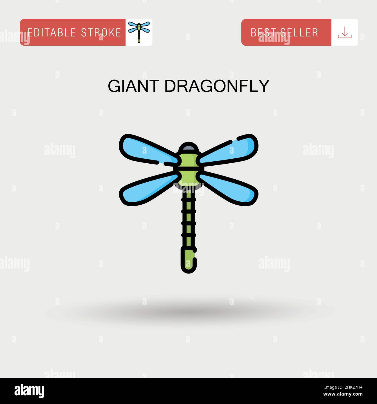 Icona vettoriale semplice libellula gigante. Illustrazione Vettoriale