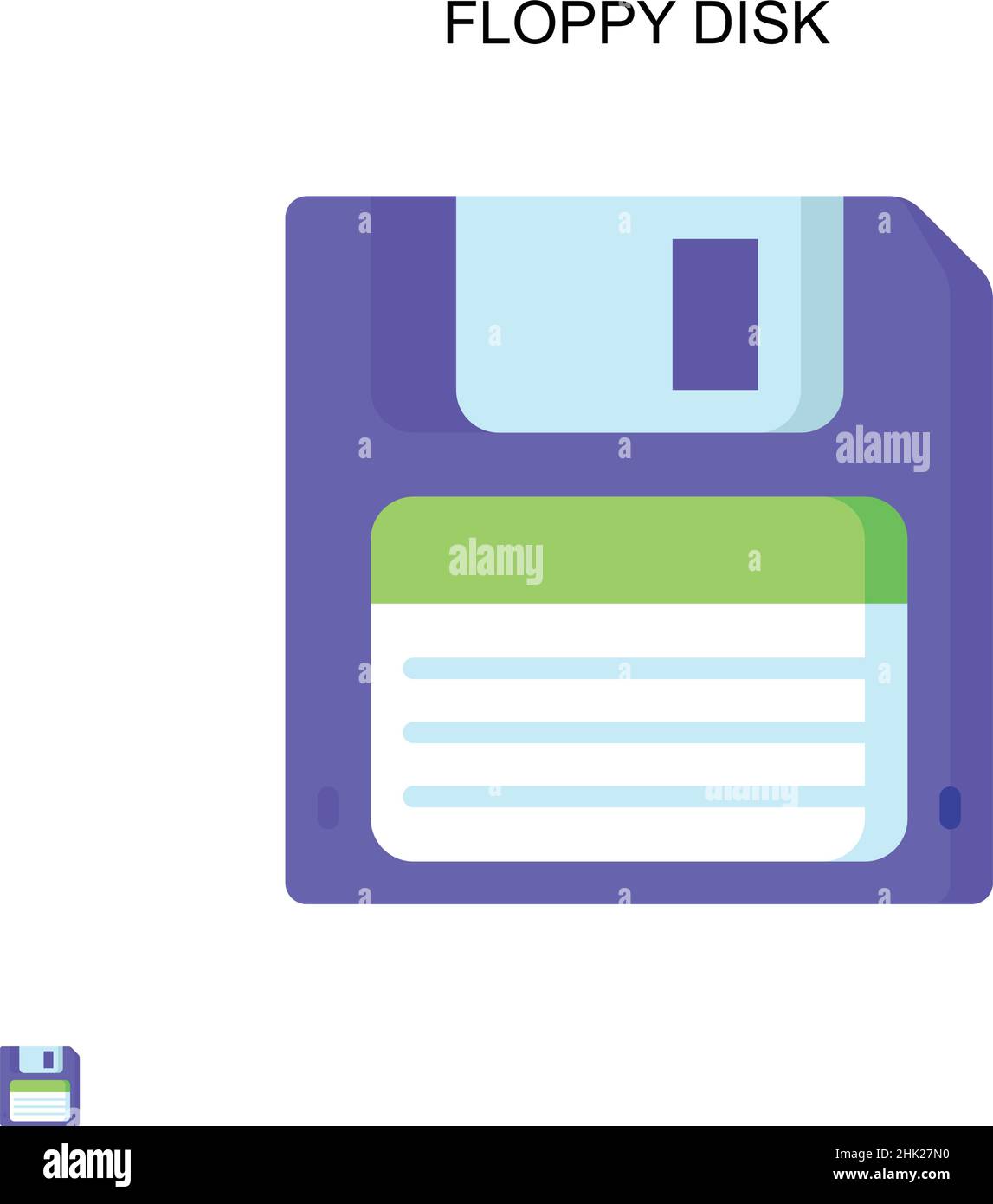 Icona del vettore semplice del disco floppy. Modello di disegno del simbolo di illustrazione per l'elemento dell'interfaccia utente mobile Web. Illustrazione Vettoriale