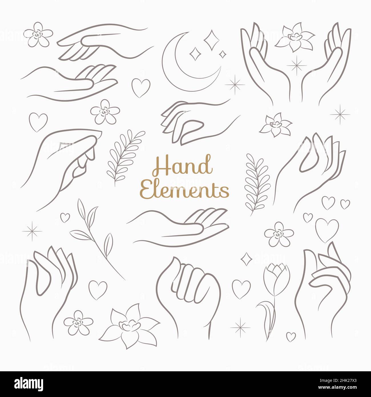 Illustrazione dei gesti delle mani disegnati a mano Illustrazione Vettoriale