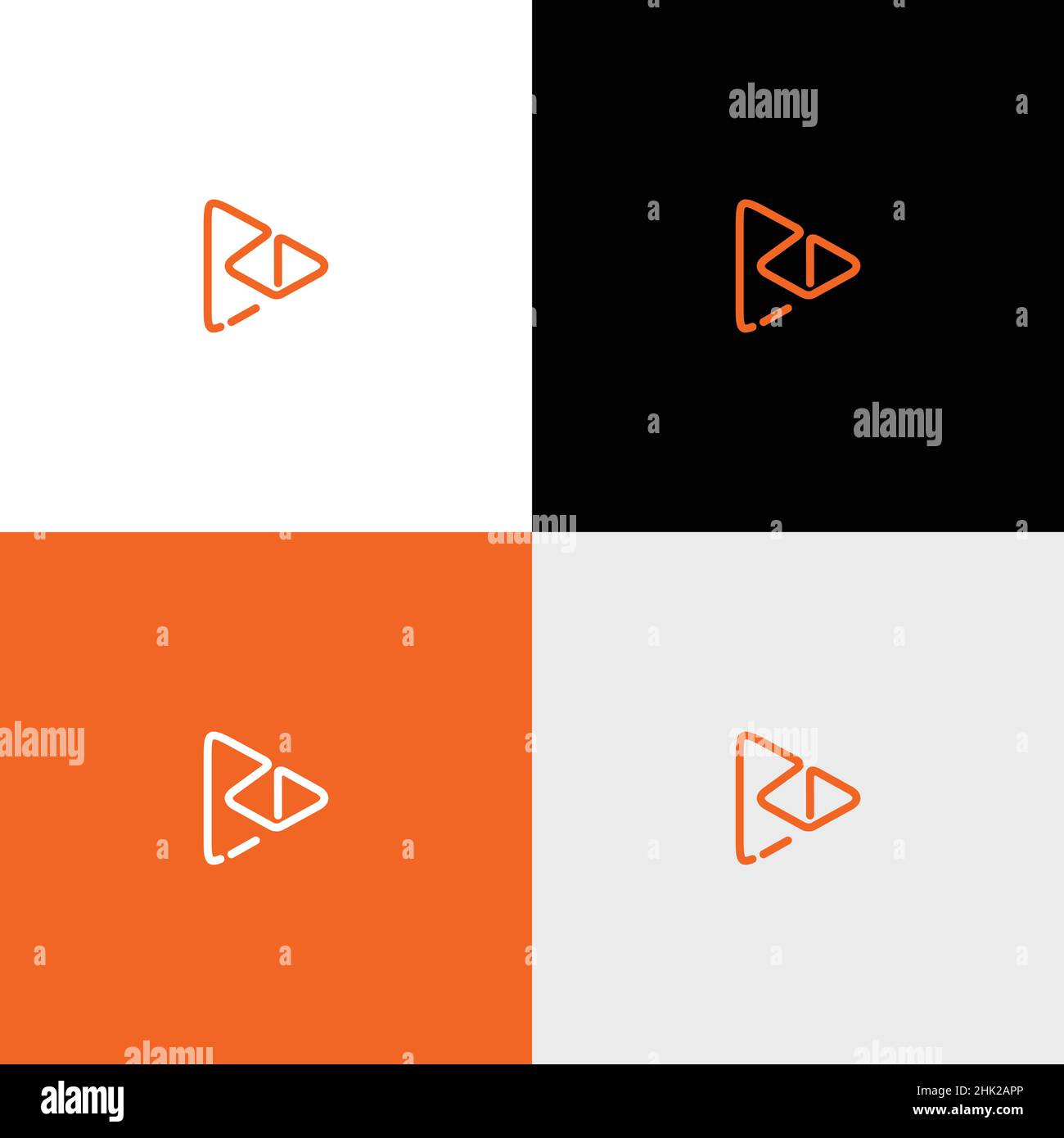 Il logo per le iniziali RD Letters è combinato con un'icona di gioco moderna e cool Illustrazione Vettoriale