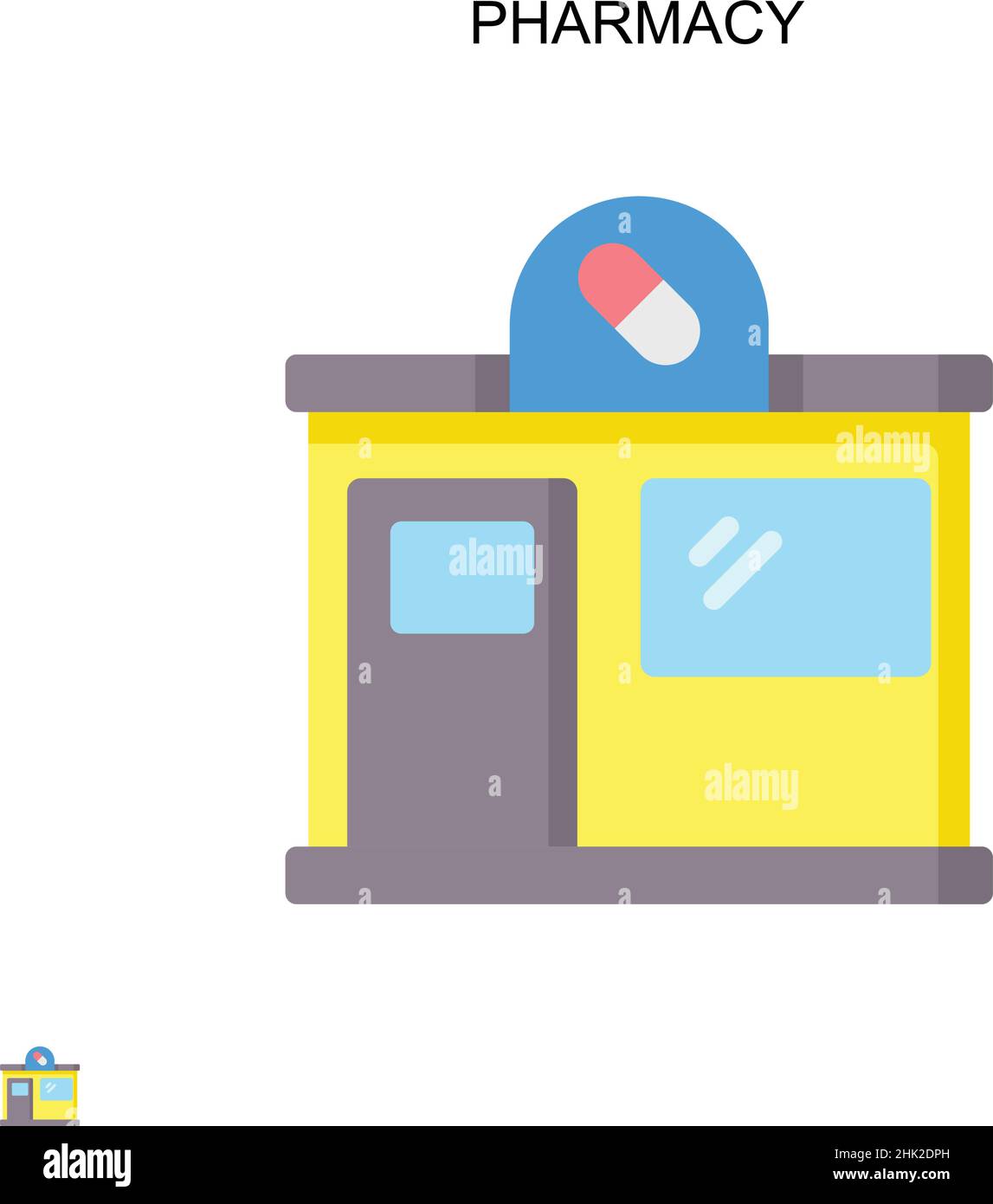 Icona vettore semplice farmacia. Modello di disegno del simbolo di illustrazione per l'elemento dell'interfaccia utente mobile Web. Illustrazione Vettoriale