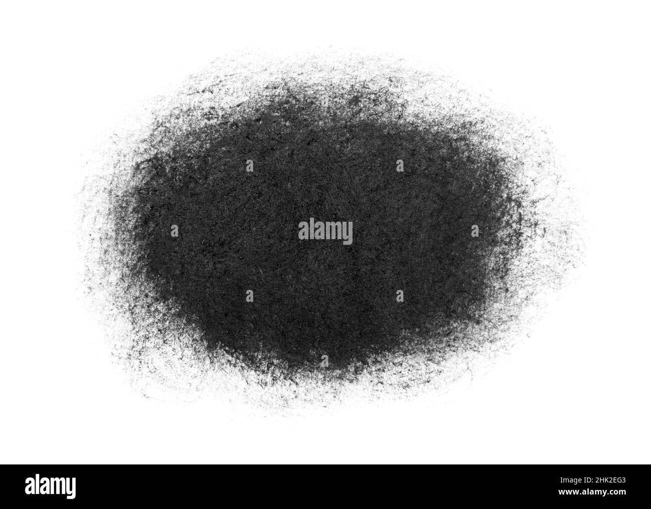 Le pennellate nere lubrificano le vernici su carta bianca. Sfondo bianco isolato. Foto Stock