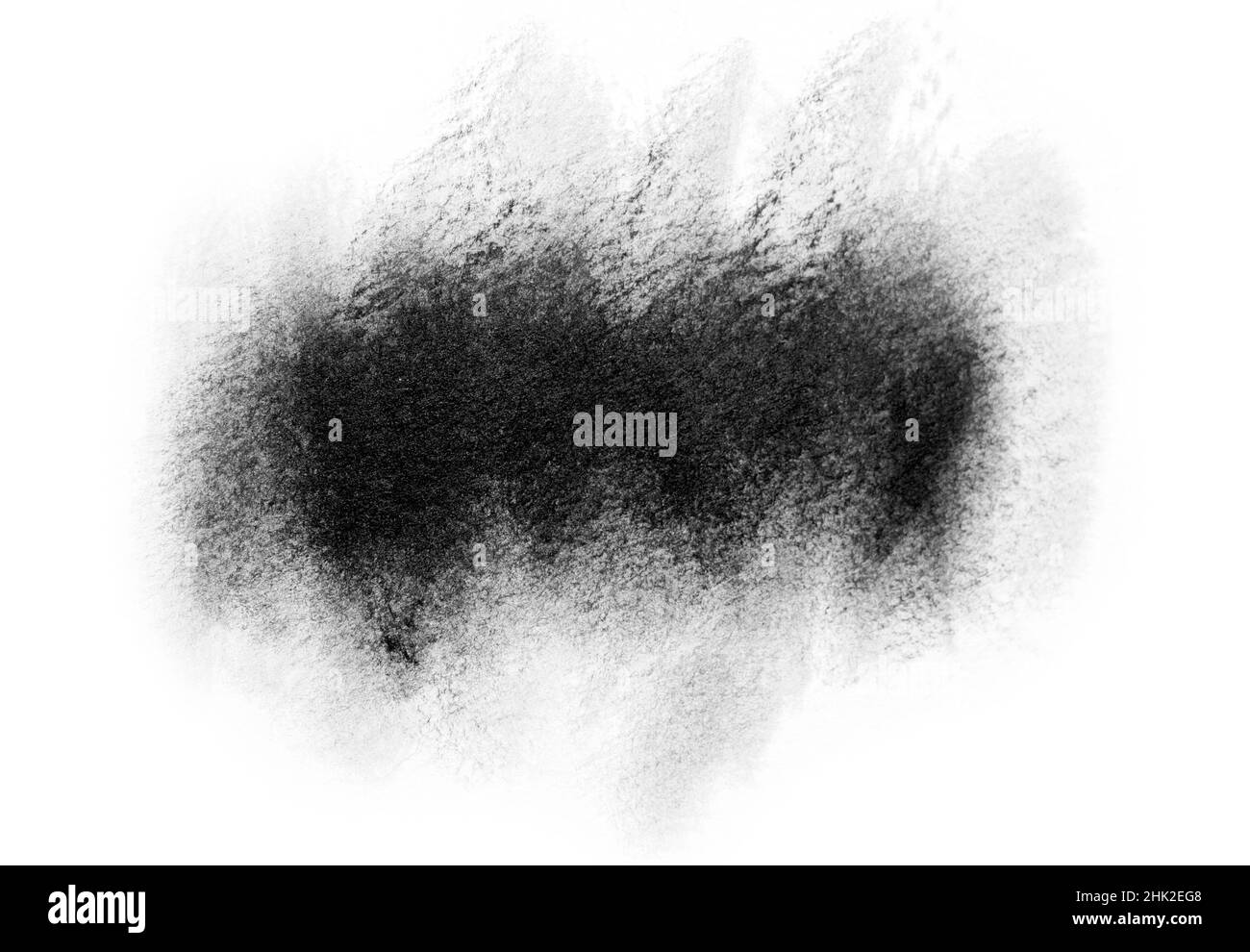 Pennellate nere su carta bianca. Isolato su sfondo bianco. Foto Stock