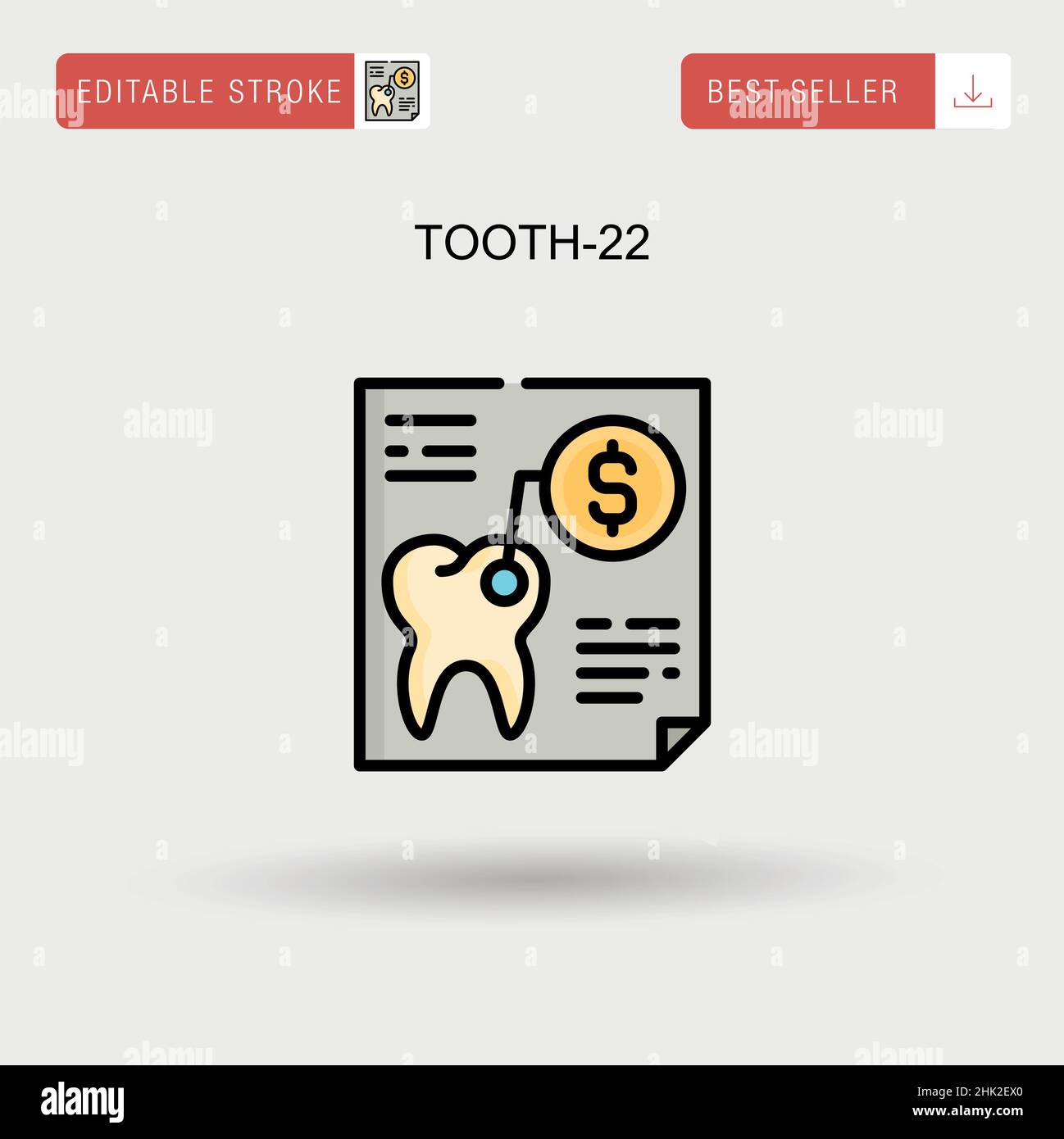 Tooth-22 icona vettore semplice. Illustrazione Vettoriale