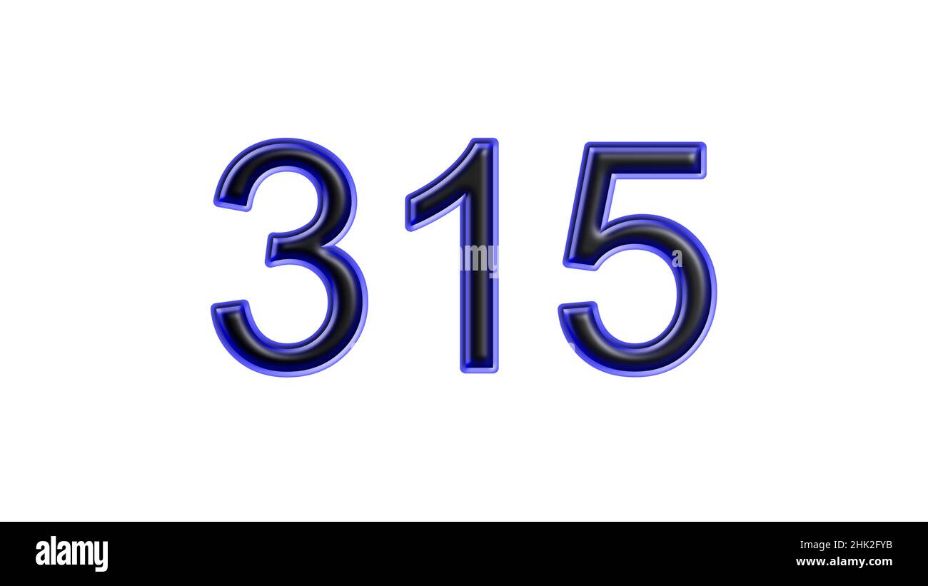 blu 315 numero 3d effetto sfondo bianco Foto Stock