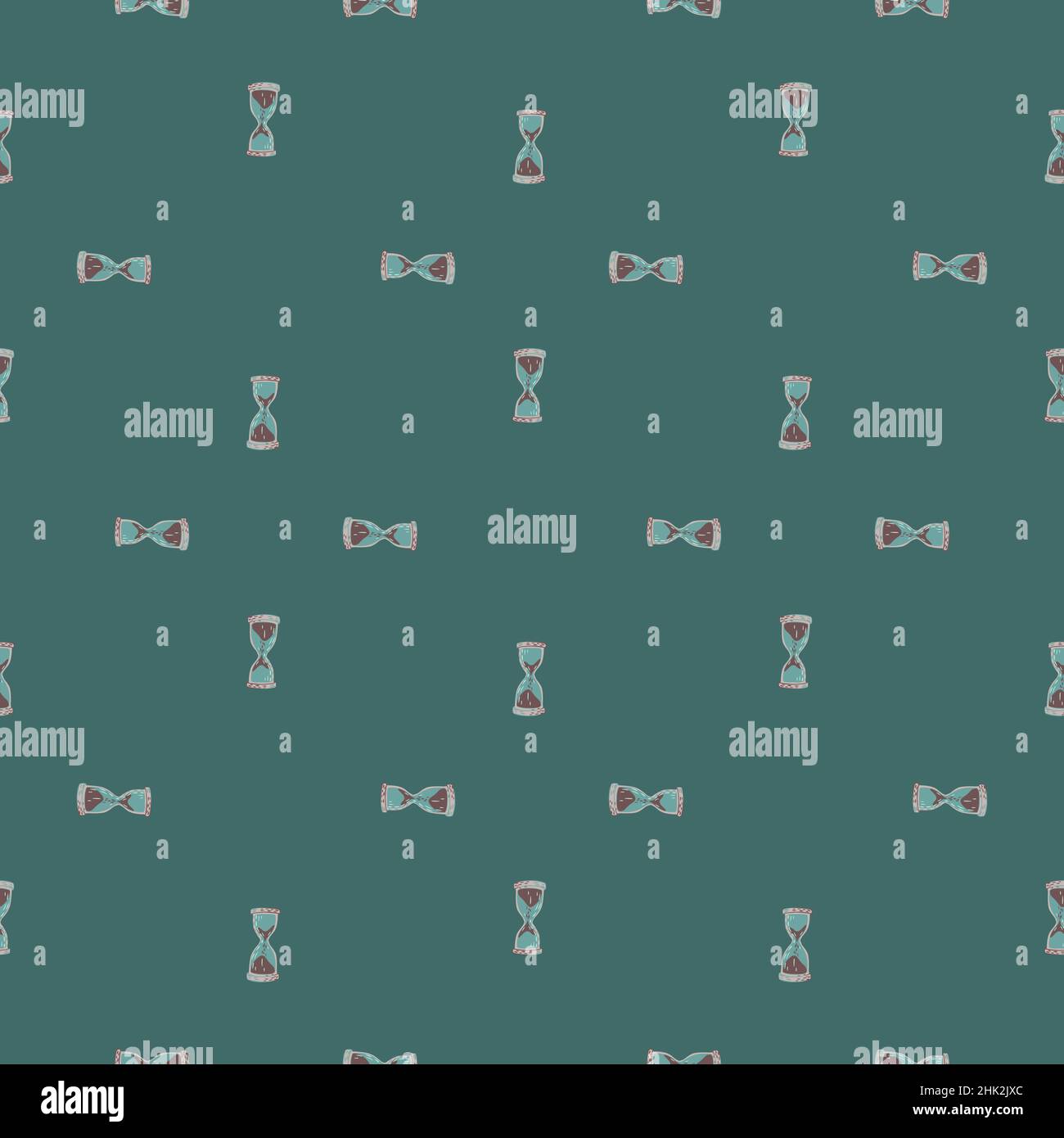 Motivo geometrico senza cuciture con elementi in clessidra contornata. Sfondo turchese. Stile vintage. Progettato per il design del tessuto, la stampa tessile, l'imballaggio Illustrazione Vettoriale