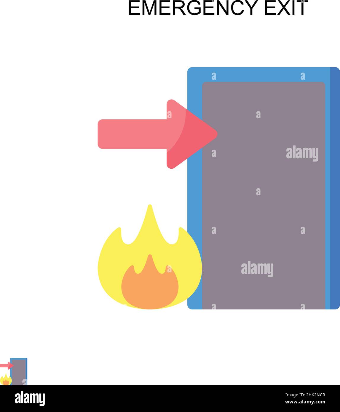Icona vettore semplice uscita di emergenza. Modello di disegno del simbolo di illustrazione per l'elemento dell'interfaccia utente mobile Web. Illustrazione Vettoriale