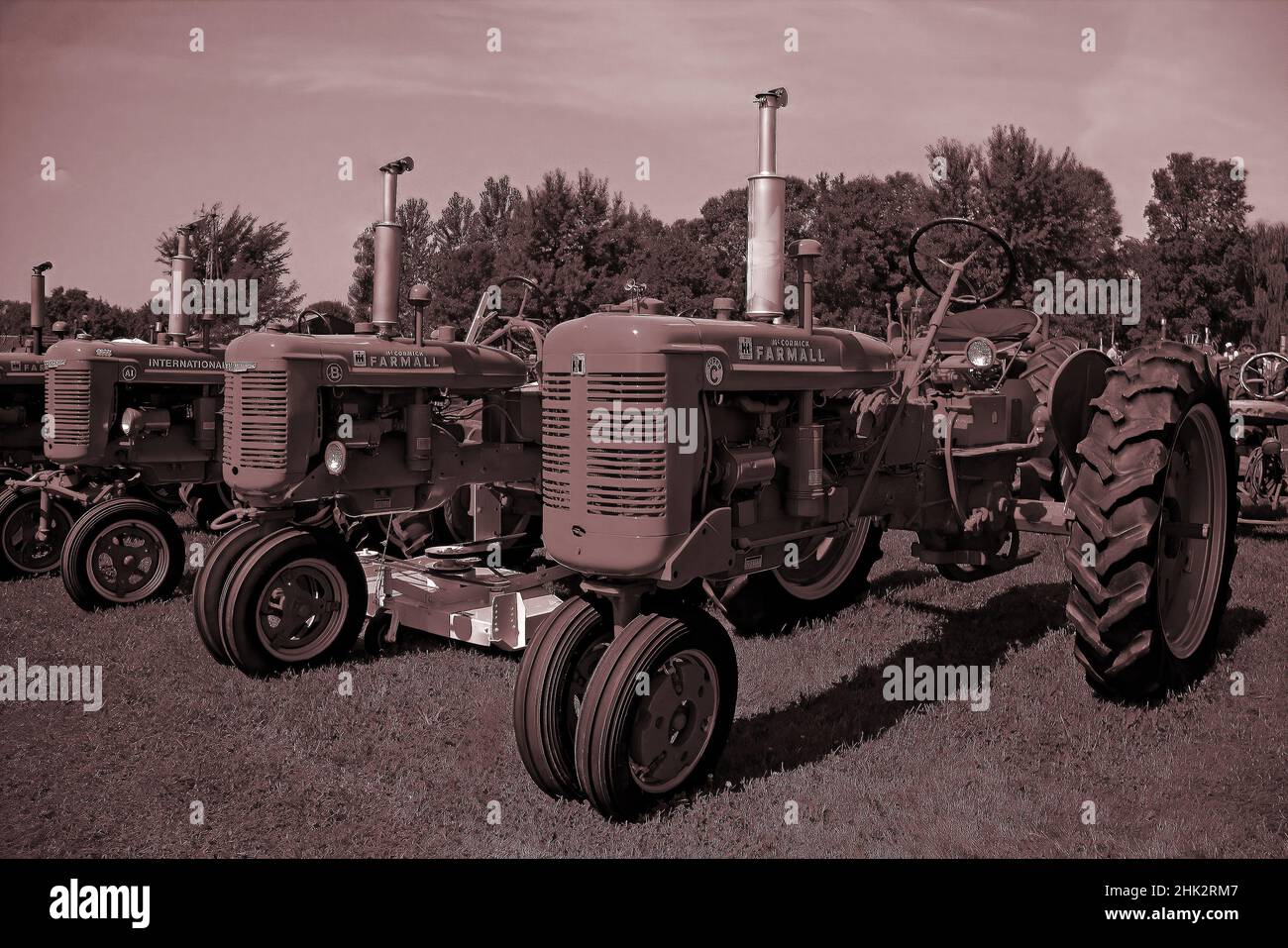1954 Farmall Super C - e 1945 Farmall B in mostra all'Almelund Threshers Show, Almelund, Minnesota. Foto Stock