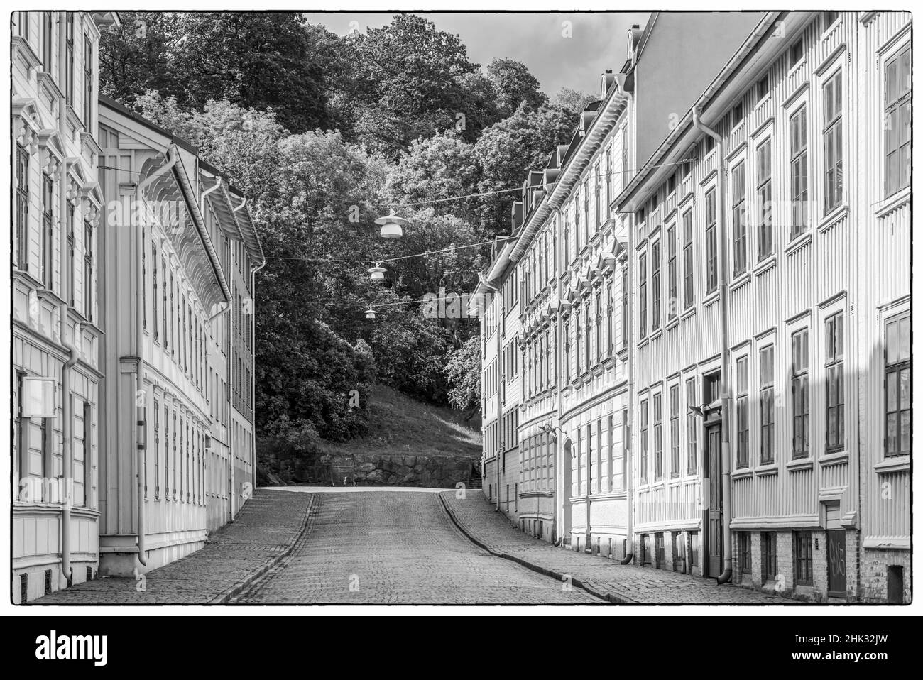 Svezia, Vastragotland e Bohuslan, Gothenburg, vista sulla strada del quartiere di Haga Foto Stock