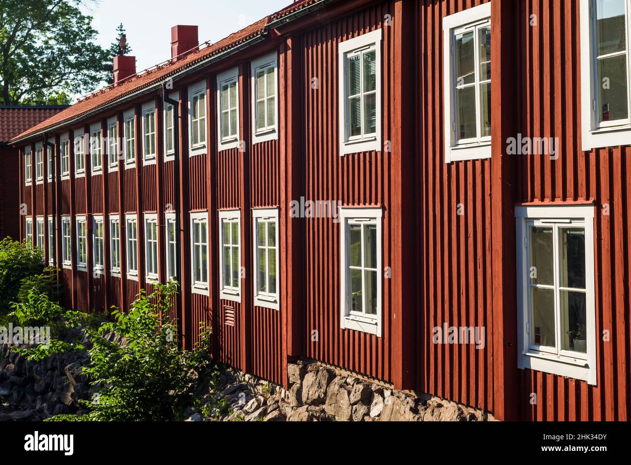 Svezia, Vastmanland, Vasteras, edifici della città vecchia vicino al fiume Svartan (solo per uso editoriale) Foto Stock