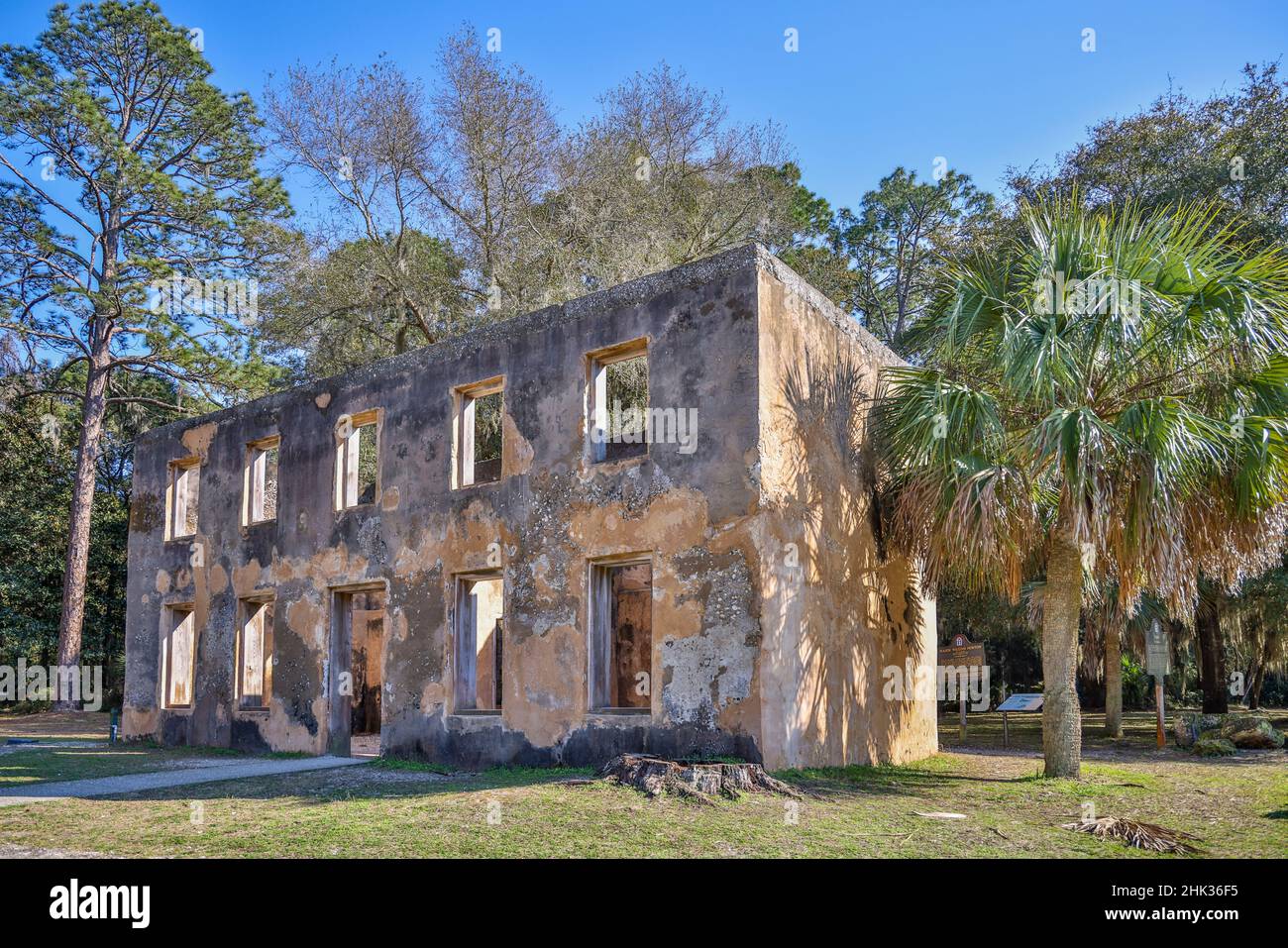 USA, Georgia, Jekyll Island, rovine di Horton House, uno dei più antichi edifici Tabby in Georgia Foto Stock