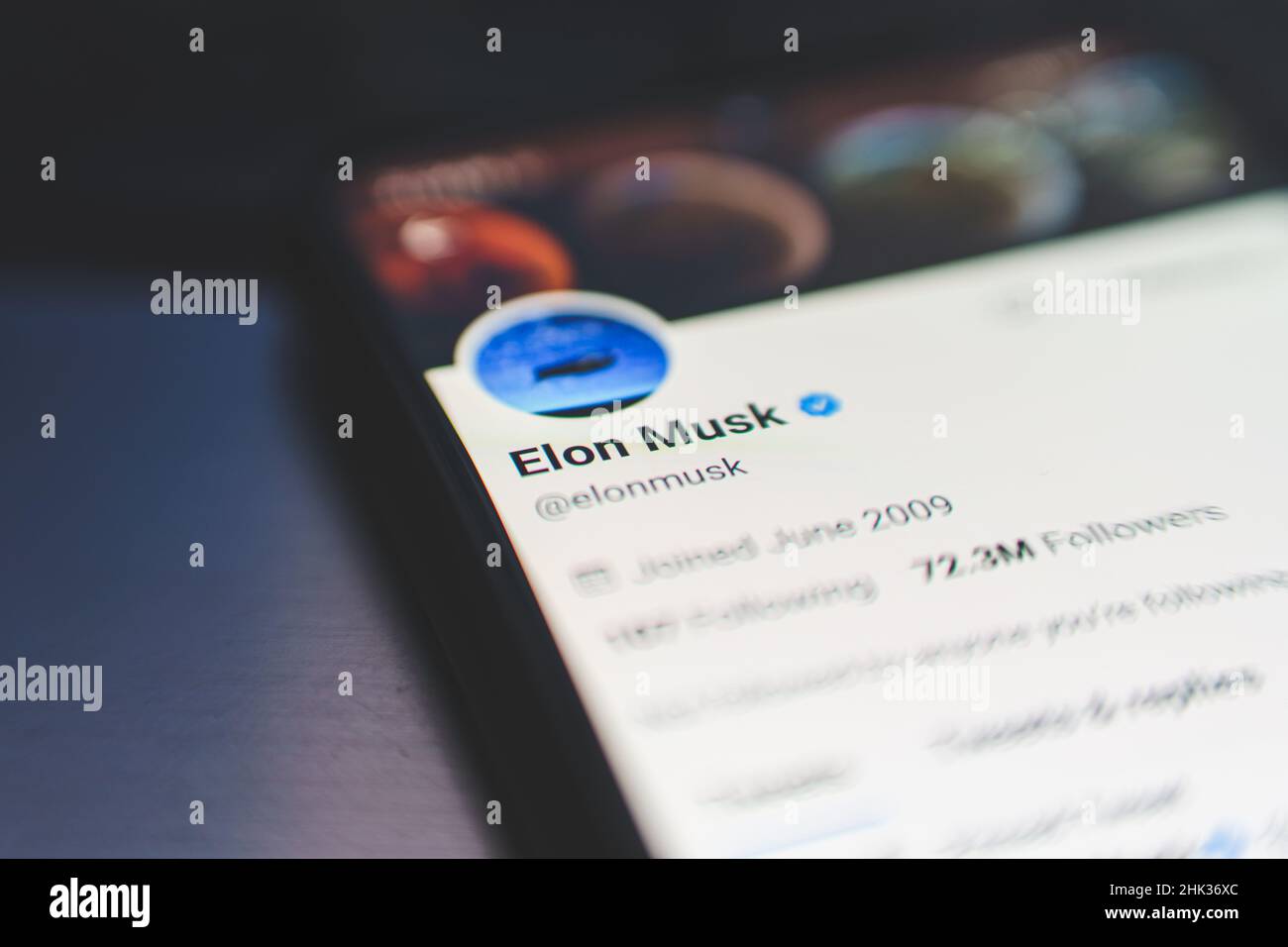 Account Twitter ufficiale di Elon Musk. Elon Reeve Musk FRS è un imprenditore e un magnate di affari. Foto Stock