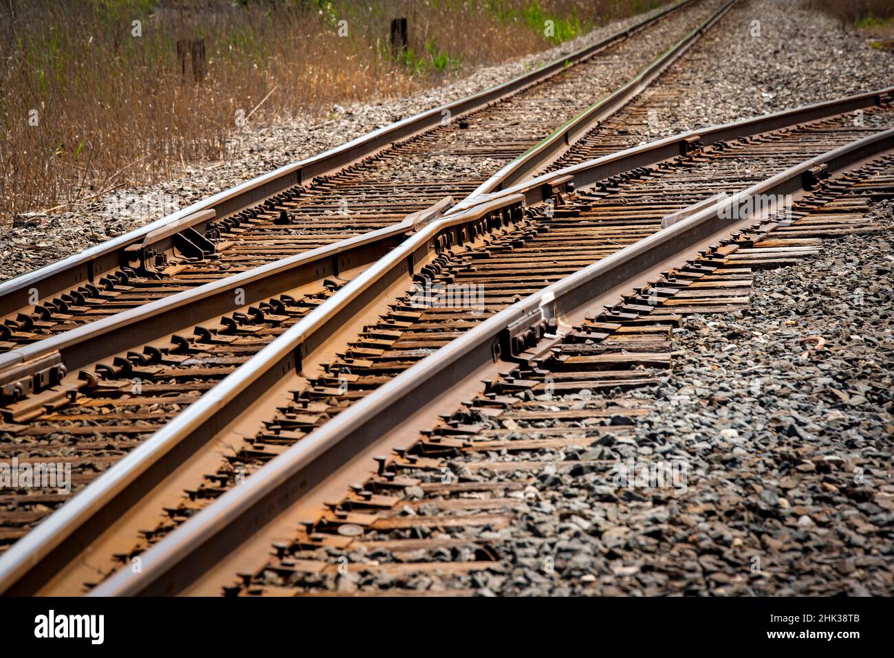 Railroad Switch per i clienti locali fuori dalla linea principale Foto Stock