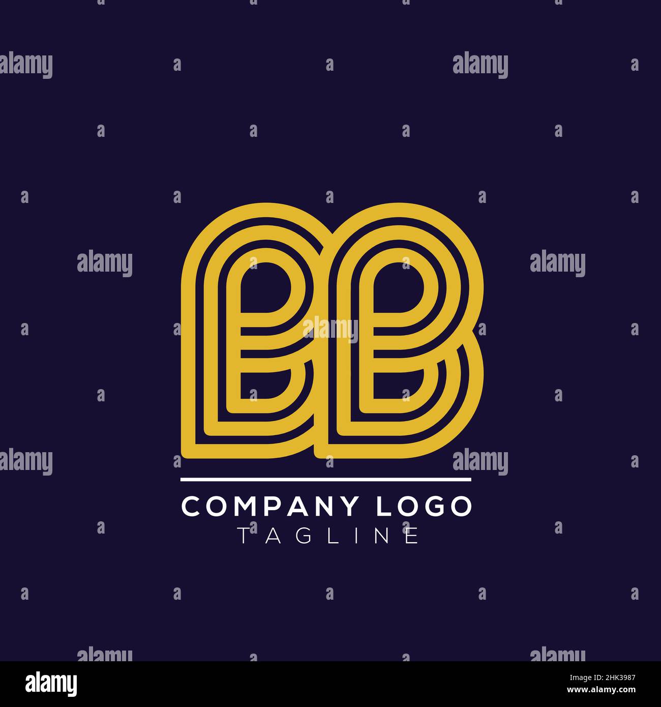 Lettera BB alfabeto simbolo del logo. Moderno logo vettoriale per l'azienda e l'identità aziendale. Illustrazione Vettoriale