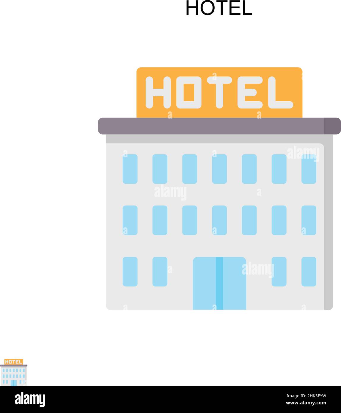 Icona vettore semplice dell'hotel. Modello di disegno del simbolo di illustrazione per l'elemento dell'interfaccia utente mobile Web. Illustrazione Vettoriale