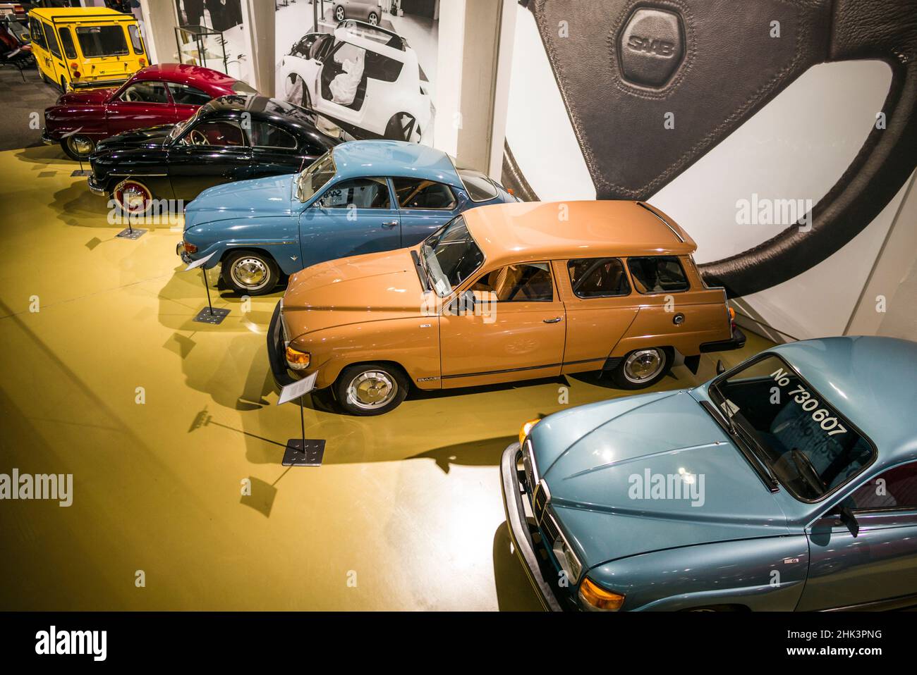 Svezia, Vastragotland, Trollhattan, Saab Car Museum, SAAB 96 anni '60 Foto Stock