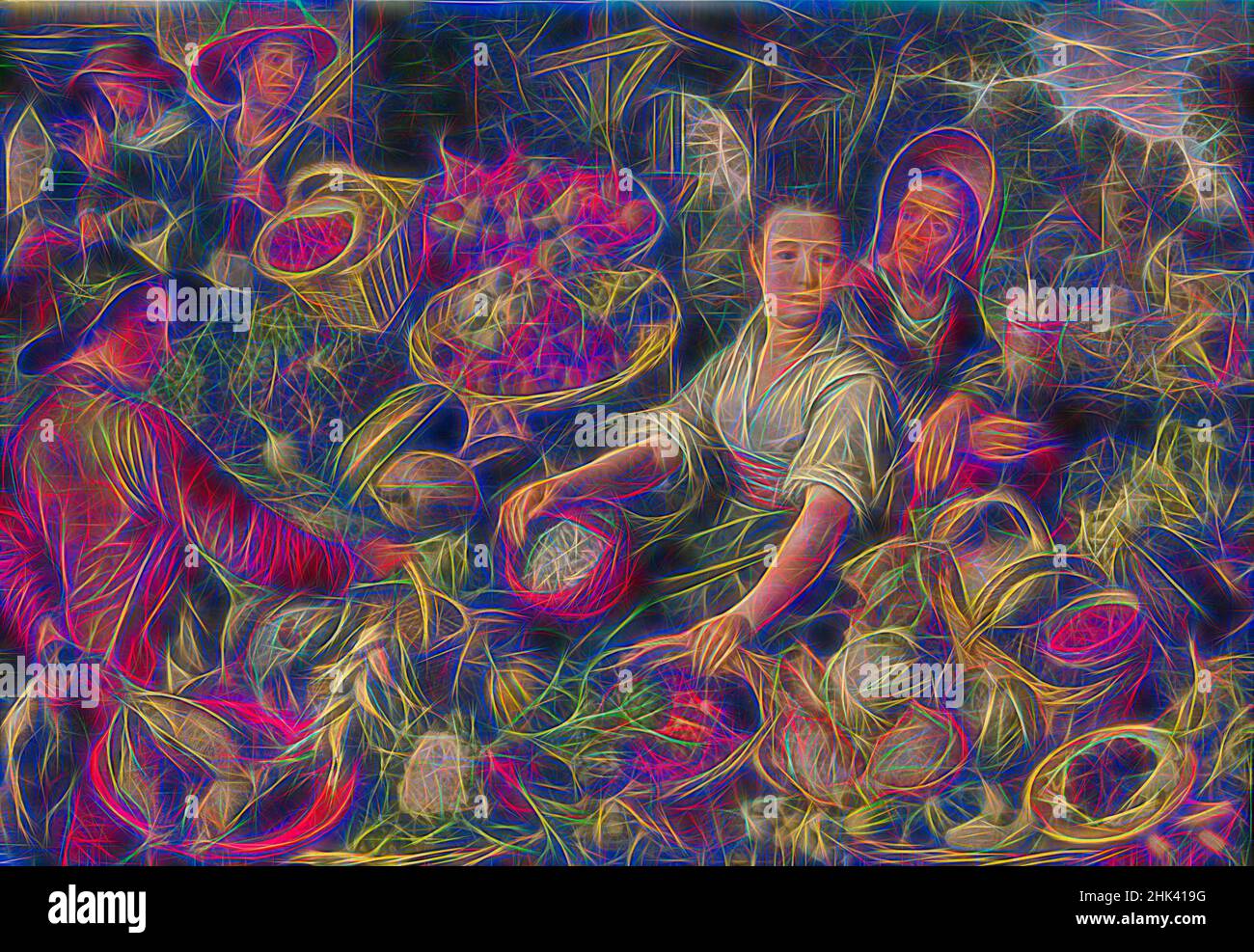 Ispirato dal mercato vegetale, Joachim Beuckelaer, 1567, pittura, 1567, Arte belga, reinventata da Artotop. L'arte classica reinventata con un tocco moderno. Design di calda e allegra luminosità e di raggi di luce. La fotografia si ispira al surrealismo e al futurismo, abbracciando l'energia dinamica della tecnologia moderna, del movimento, della velocità e rivoluzionando la cultura Foto Stock