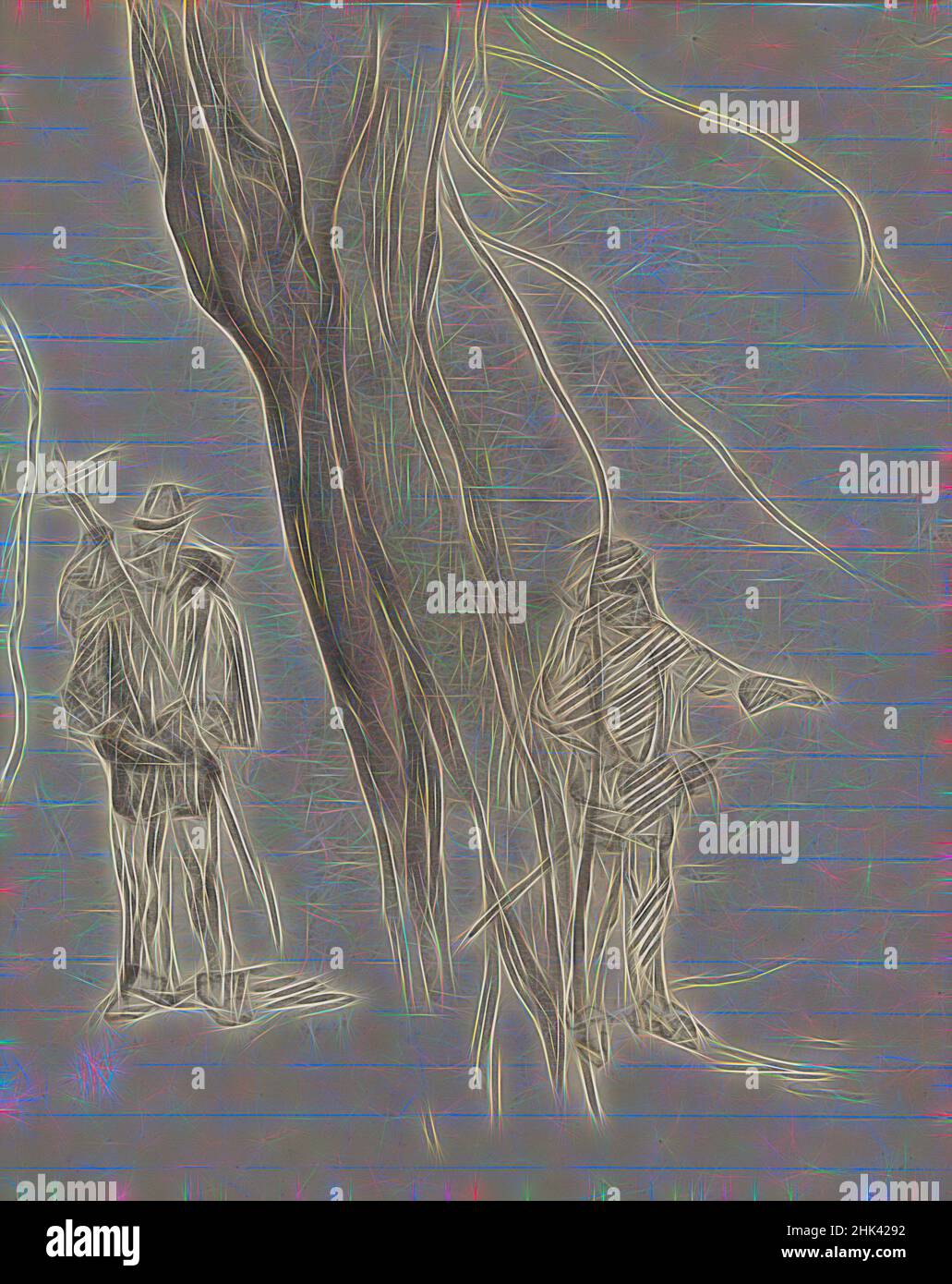 Ispirati dallo studio anatomico, due figure, James Ensor, circa 1880 - 1949, disegno, Arte Belga, reinventato da Artotop. L'arte classica reinventata con un tocco moderno. Design di calda e allegra luminosità e di raggi di luce. La fotografia si ispira al surrealismo e al futurismo, abbracciando l'energia dinamica della tecnologia moderna, del movimento, della velocità e rivoluzionando la cultura Foto Stock