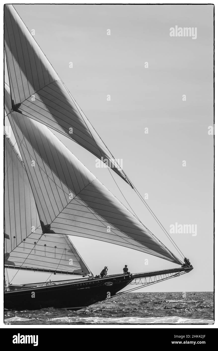 USA, New England, Massachusetts, Cape Ann, Gloucester, Gloucester Schooner Festival, sfilata di vele goloner. Foto Stock
