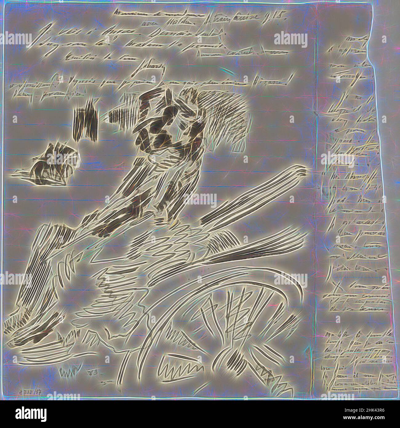 Ispirato da coppia in carrozza aperta, James Ensor, 1883, disegno, 1883, Arte belga, reinventata da Artotop. L'arte classica reinventata con un tocco moderno. Design di calda e allegra luminosità e di raggi di luce. La fotografia si ispira al surrealismo e al futurismo, abbracciando l'energia dinamica della tecnologia moderna, del movimento, della velocità e rivoluzionando la cultura Foto Stock