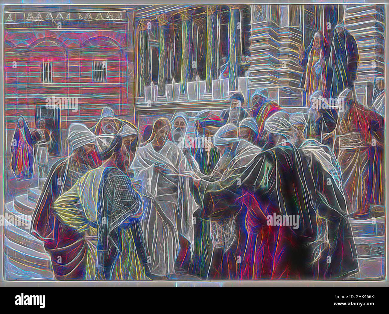 Ispirato al Tributo Money, le denier de César, la vita di nostro Signore Gesù Cristo, la vie de Notre-Seigneur Jésus-Christ, James Tissot, francese, 1836-1902, acquerello opaco su grafite su carta grigia di coltre, Francia, 1886-1894, immagine: 7 5/8 x 10 7/16 pollici, 19,4 x 26,5 cm, 19th secolo, barba, Bibbia, reinventata da Artotop. L'arte classica reinventata con un tocco moderno. Design di calda e allegra luminosità e di raggi di luce. La fotografia si ispira al surrealismo e al futurismo, abbracciando l'energia dinamica della tecnologia moderna, del movimento, della velocità e rivoluzionando la cultura Foto Stock