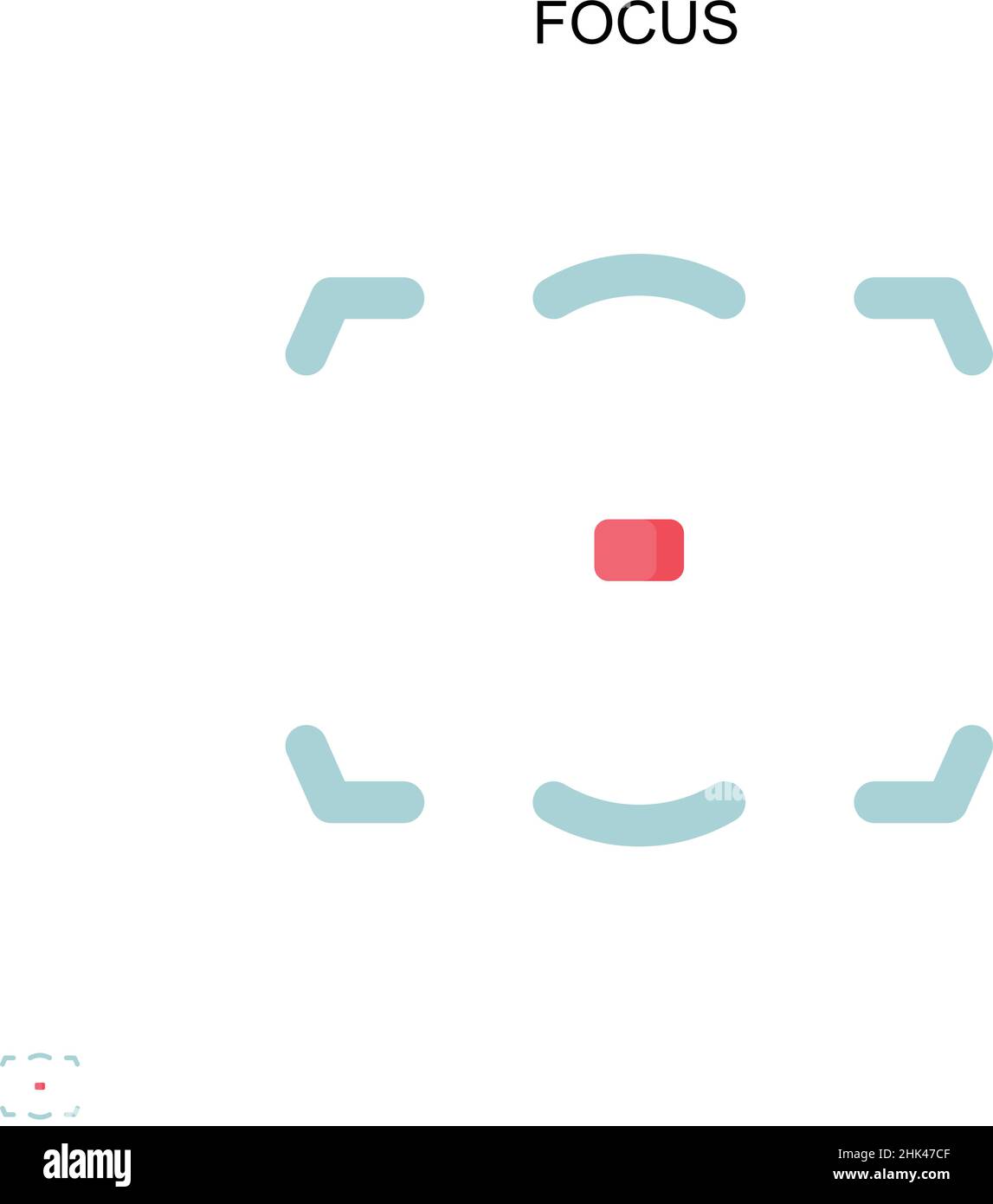 Icona vettore semplice di messa a fuoco. Modello di disegno del simbolo di illustrazione per l'elemento dell'interfaccia utente mobile Web. Illustrazione Vettoriale