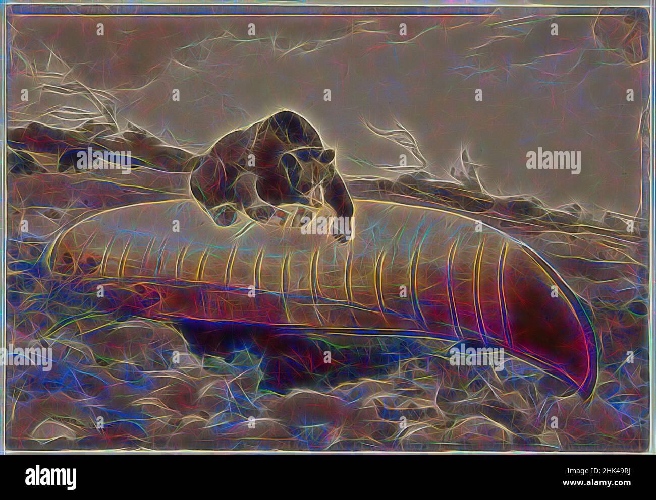 Ispirato da Orso e canoa, Winslow Homer, americano, 1836-1910, acquerello con tocchi di gomma vernice su grafite su crema, moderatamente spessa, moderatamente testurizzata carta di vove, 1895, 14 x 20 in., 35,6 x 50,8 cm, 1895, american, American art, American painting, Acquerello americano, animale, orso, barca, reinventato da Artotop. L'arte classica reinventata con un tocco moderno. Design di calda e allegra luminosità e di raggi di luce. La fotografia si ispira al surrealismo e al futurismo, abbracciando l'energia dinamica della tecnologia moderna, del movimento, della velocità e rivoluzionando la cultura Foto Stock